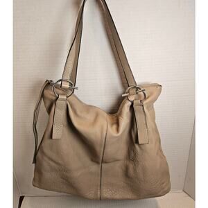 Vince Camuto Keliz Hobo Handbag Pewter NEW 100% Leather Lamb Snap pocket outside